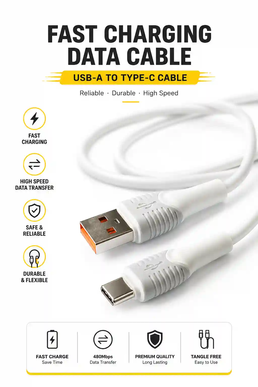 کابل شارژ سریع یو اس بی به تایپ سی ۱۲۰ وات مدل T-004 (Super Fast Cable Quick 120W T-004 USB-A to Type-C) — تصویر 2