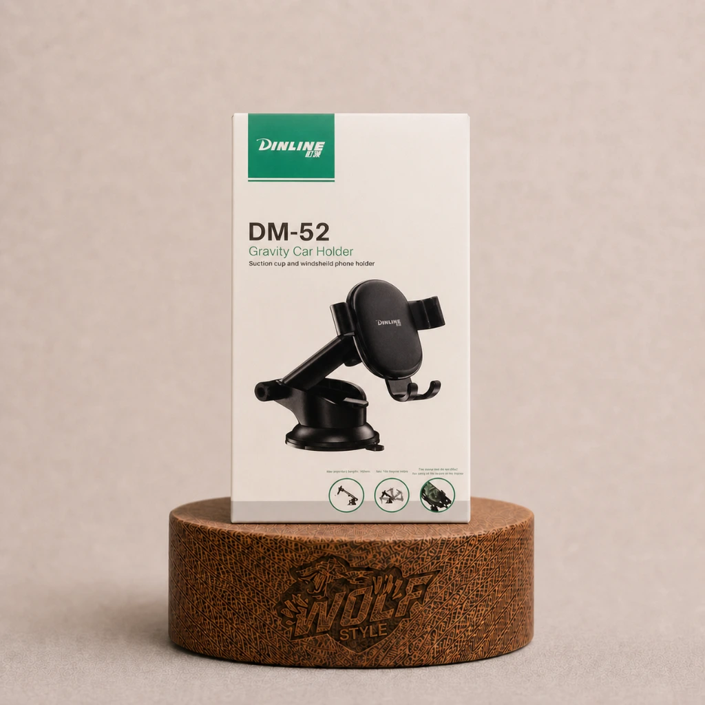 هولدر گرانشی خودرو دینلاین مدل DM-52 پایه نگهدارنده گوشی موبایل با مکش قدرتمند و قابل تنظیم | بهین همراه مجد | majde.ir