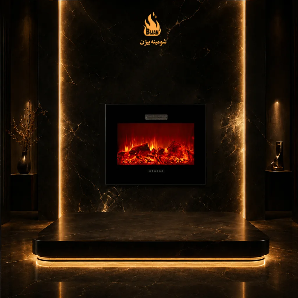 شومینه برقی مدل B-8066-18 - نمای روبرو با ابعاد 80 سانتی‌متر × 66 سانتی‌متر