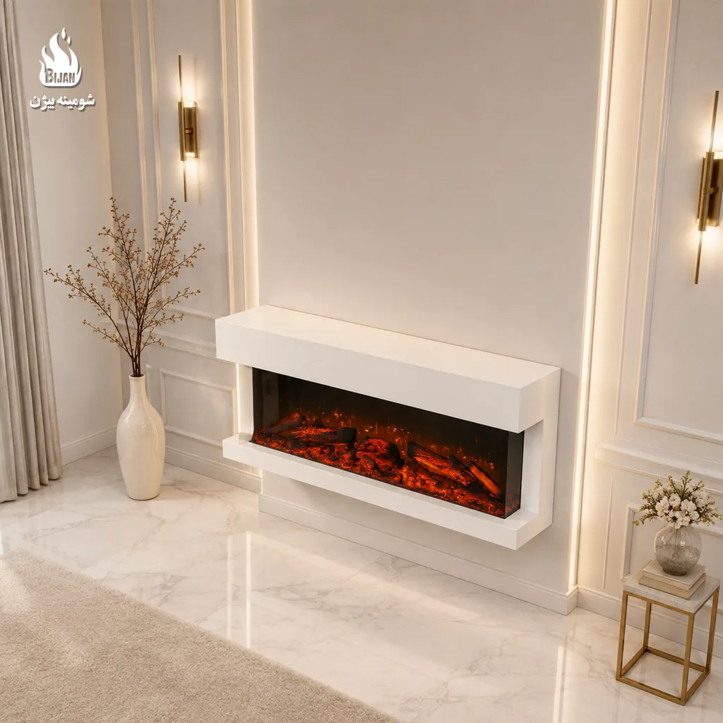 شومینه سه بعدی بیژن 3D-11040-28 - نمای جانبی و عمق 28 سانتیمتر - تصویر 1 از گالری